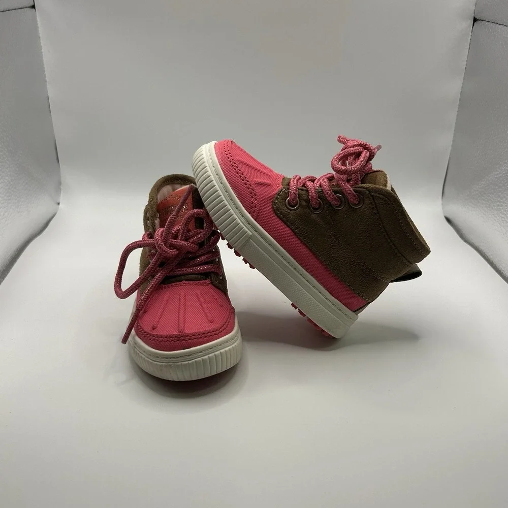 OshKosh B'gosh Pink And brown Girls Size 5 Faux Fur Winter Snow Duck Boots